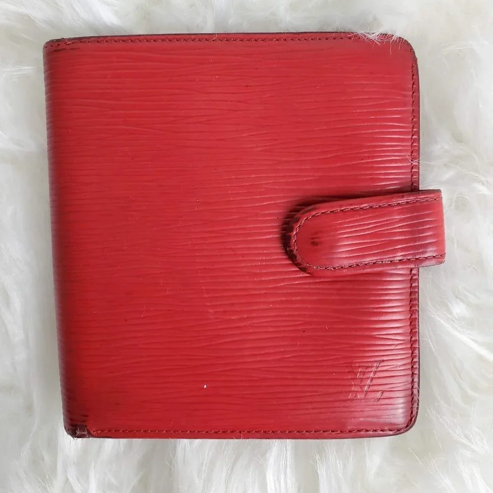 Louis Vuitton Vintage Red Epi Leather Compact Bifold Wallet