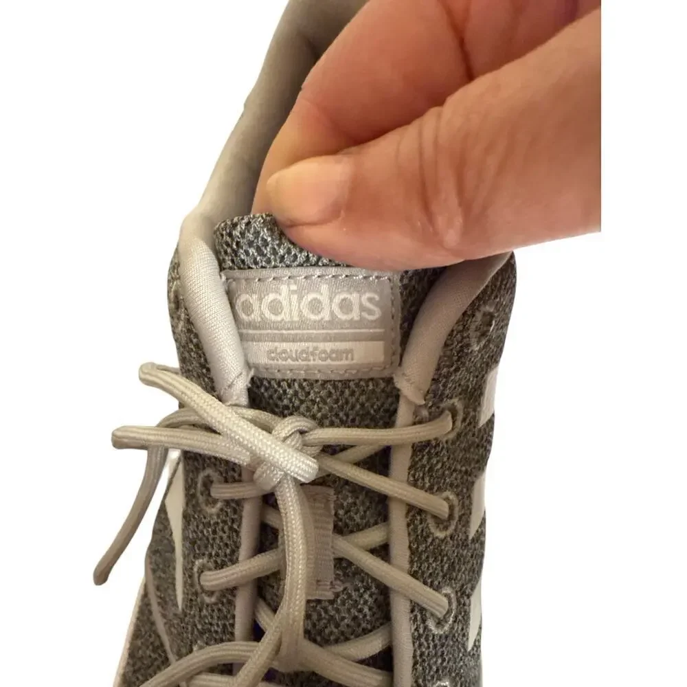 Adidas Women's Cloudfoam QT Racer Lace Up Running Sneakers Size 9 Gray Active