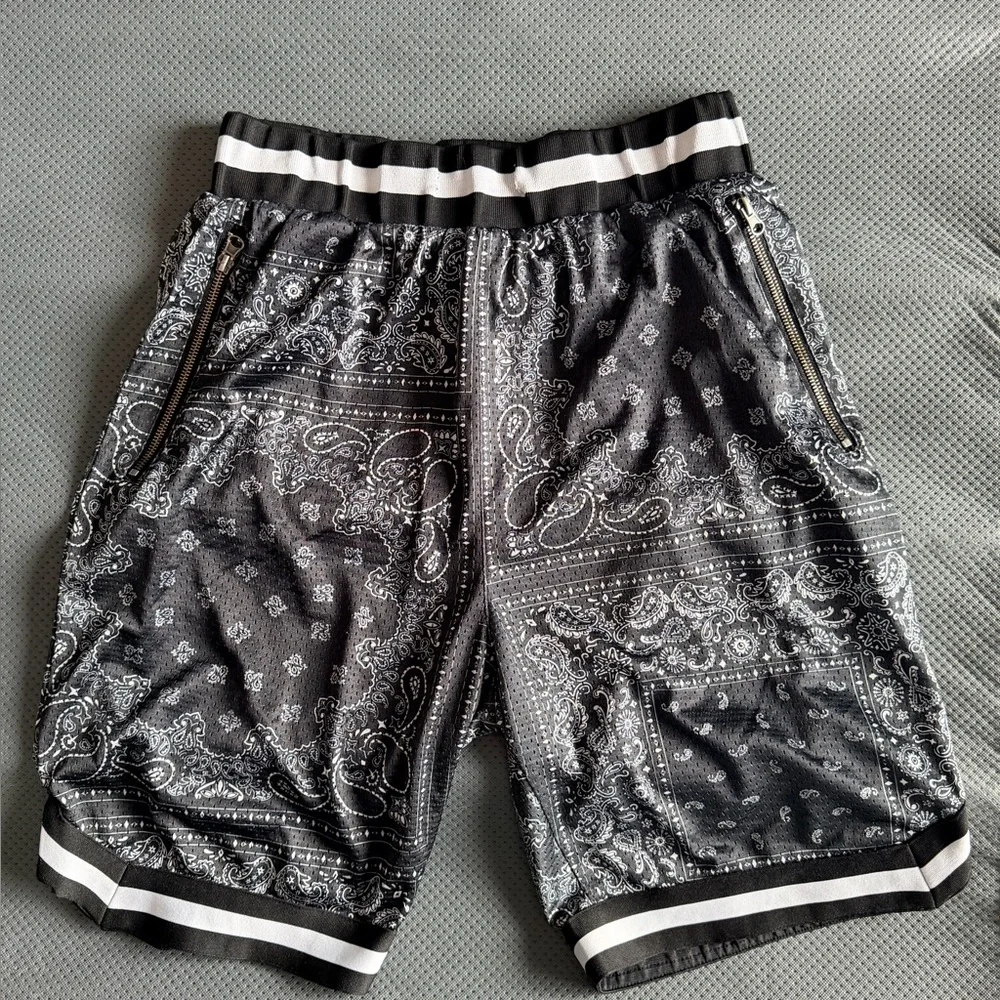 Boys Black Paisley Shorts