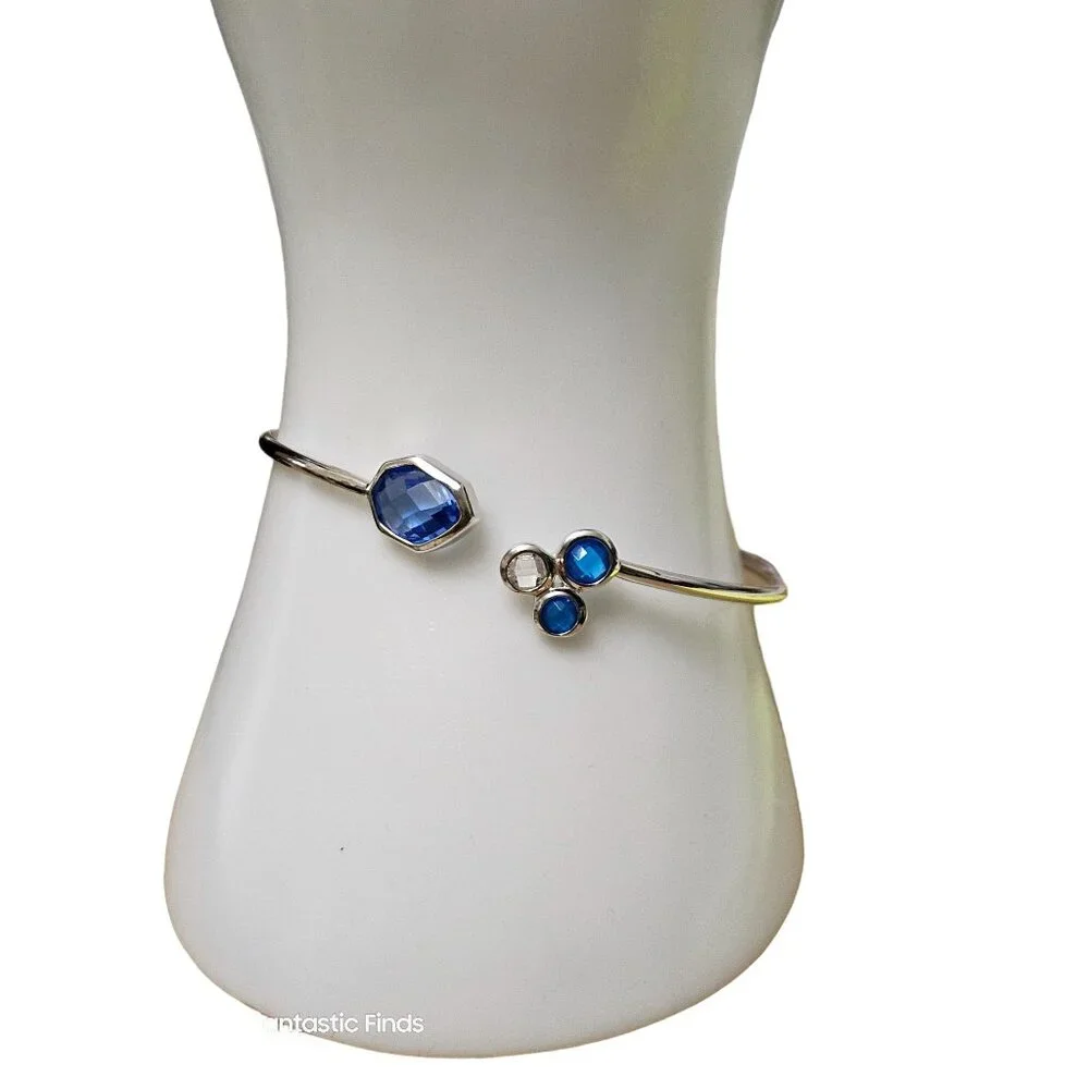 Talia Rhodium‎ Bangle Bracelet With Sapphire Crystal Stones