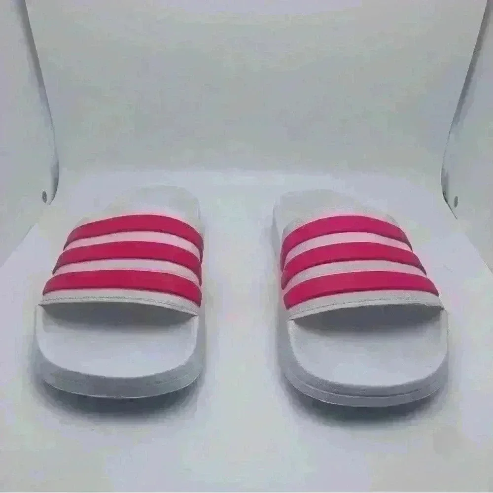 Adidas Pink & White Slides Sz 6