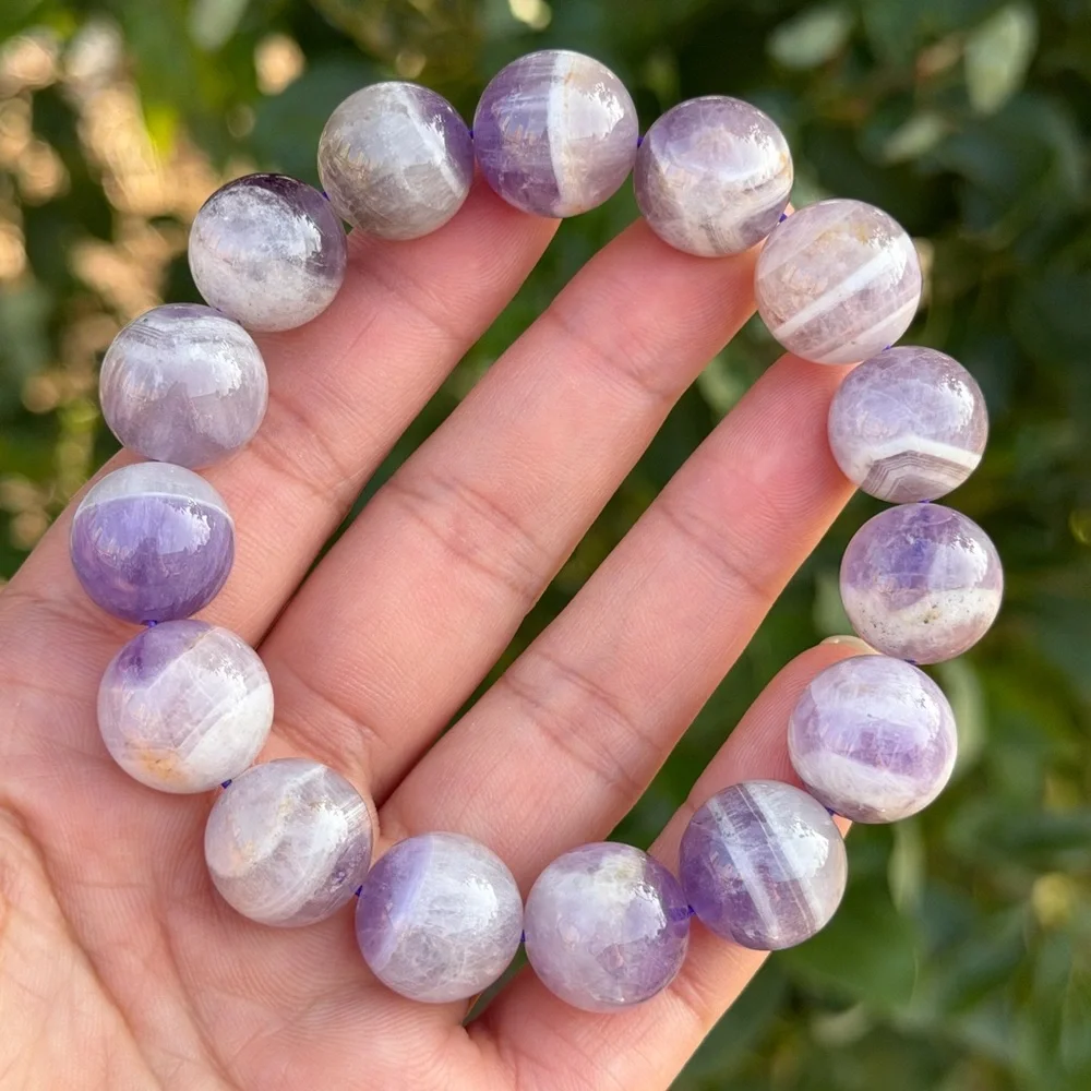 15mm chunky‎ stretchable purple dream amethyst bracelet 1166