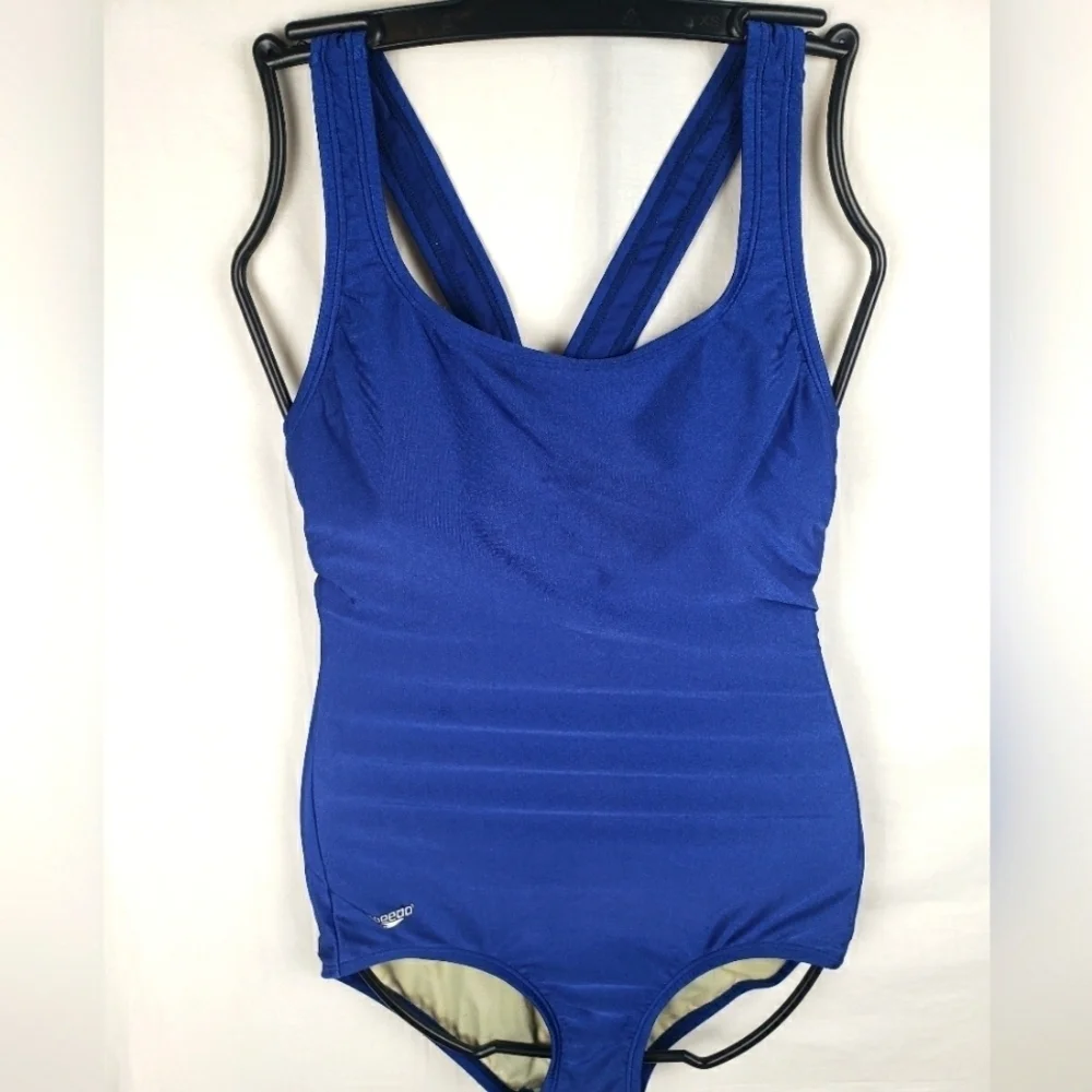 Speedo Blue One Piece Swimsuit w/CrissCross Back Sz 8