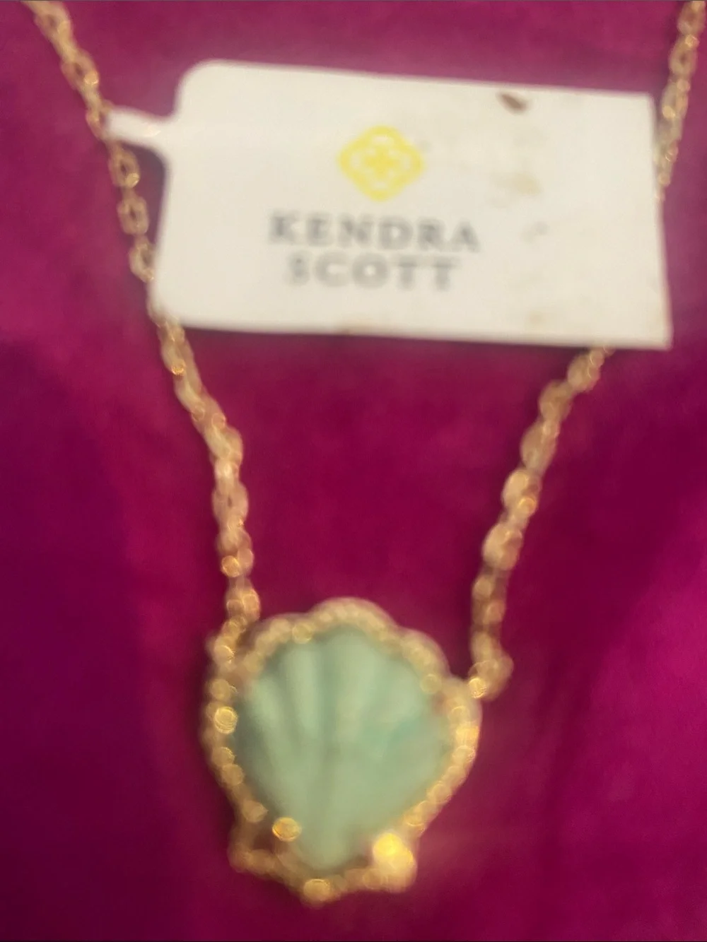 Kendra Scott Gold Necklace with Turquoise Shell Pendant