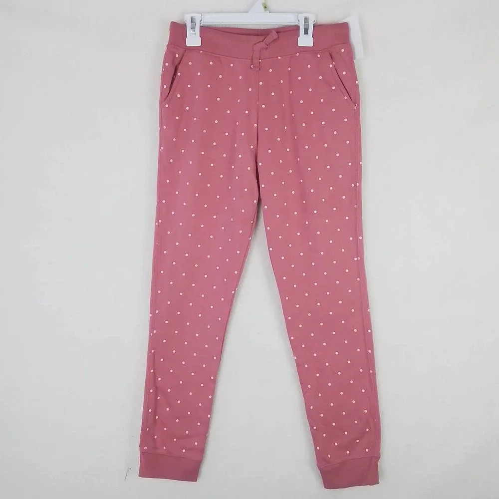 Oshkosh Fleece Lined High Rise Jogger Girl's Size‎ 14 in Pink Polka Dots