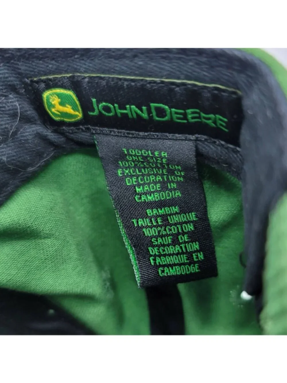 John Deere Toddler Logo Baseball Cap One Size Green Embroidered Adj Official Hat