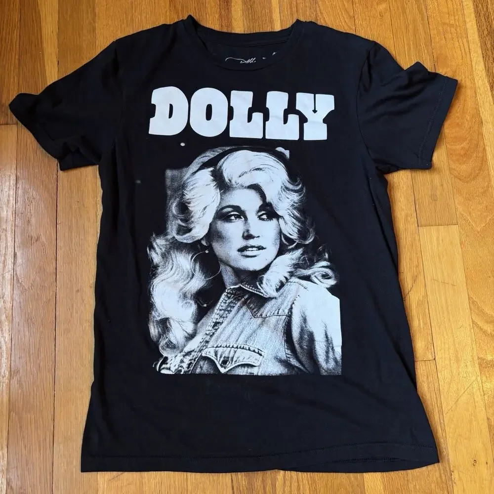 DOLLY PARTON Women’s Official T Shirt Black Country Music Star Queen Small