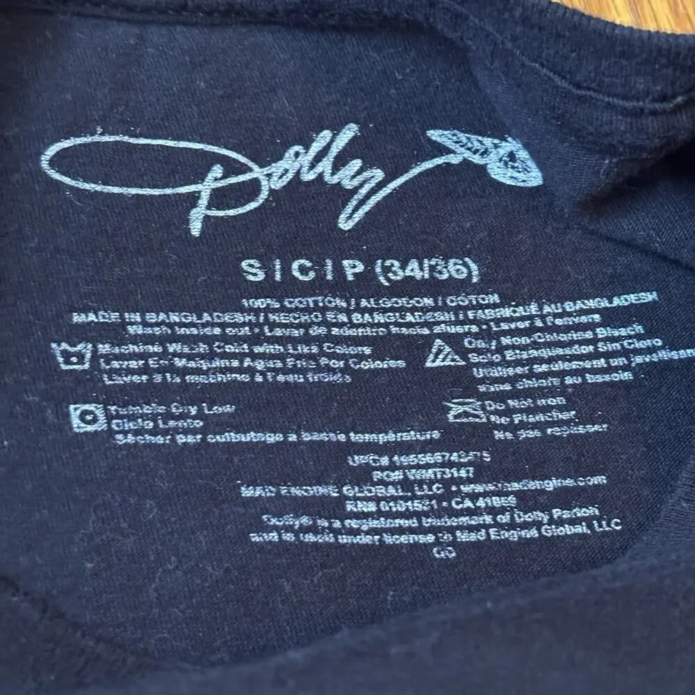 DOLLY PARTON Women’s Official T Shirt Black Country Music Star Queen Small