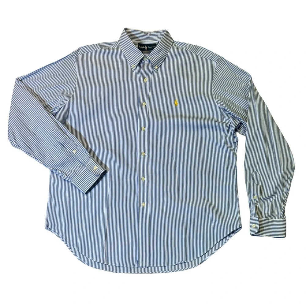 Polo Ralph Lauren mens XL classic fit blue stripe oxford button up casual shirt