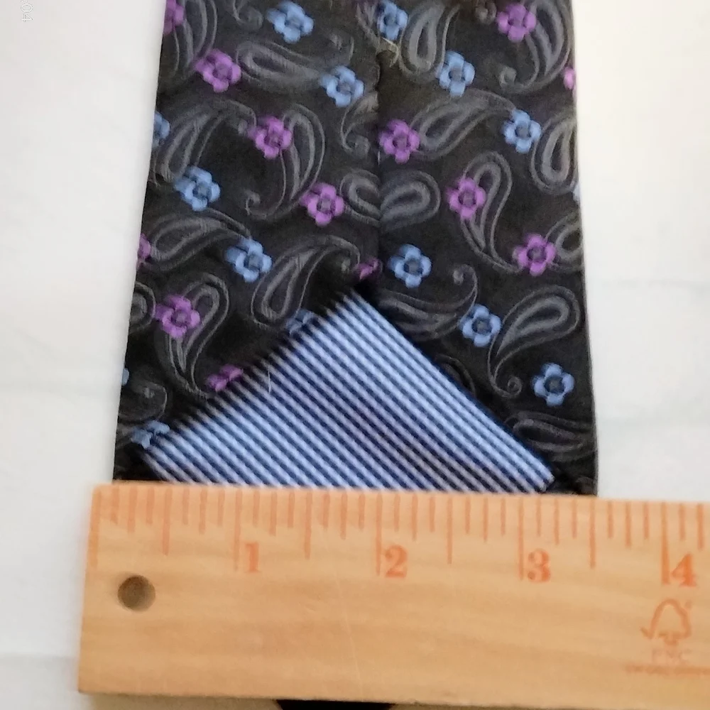 Haspel Men's Black Paisley Flower Necktie Tie Silk Retro Classic Abstract