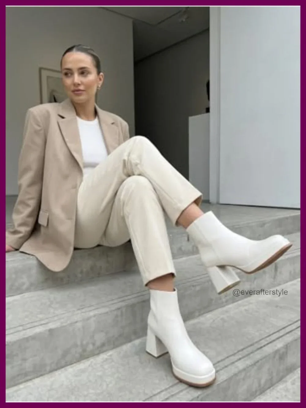 Chunky High Heel Ankle Boots Square Toe Zip Booties