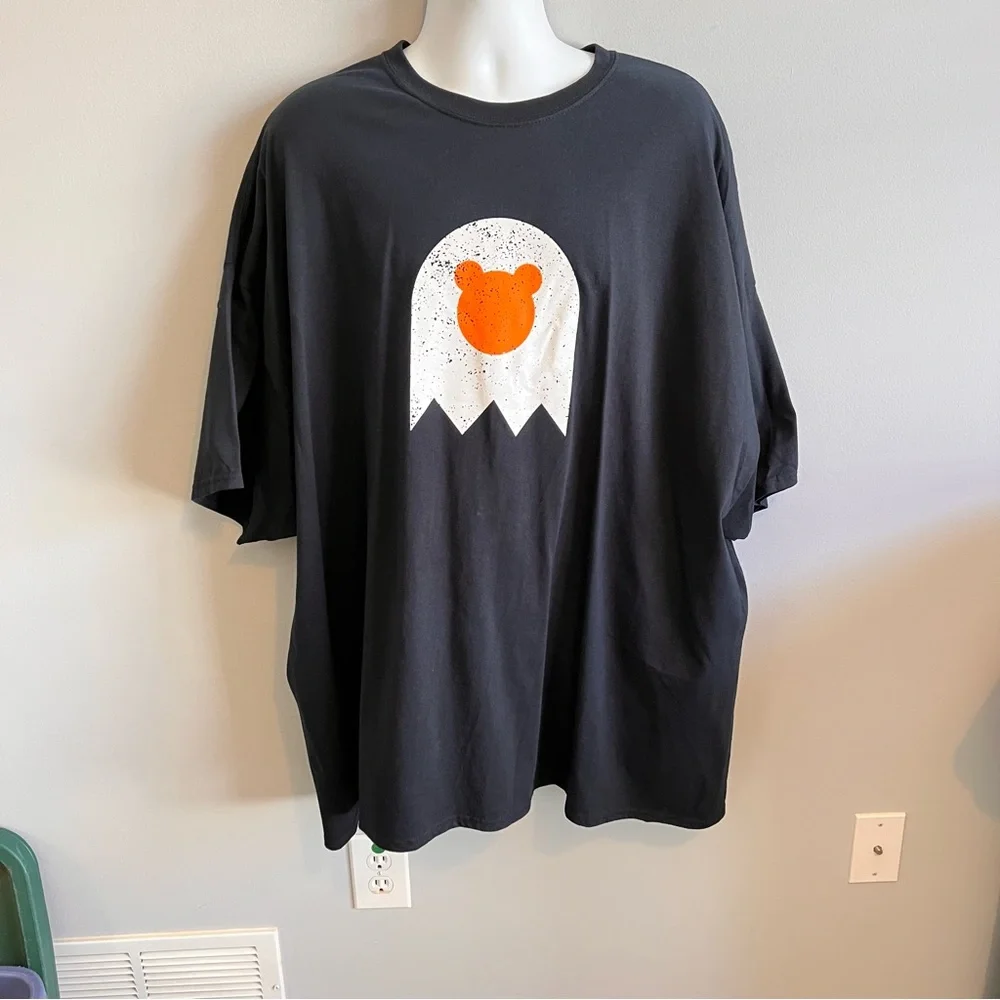 Gildan Ultra Cotton Bark Tees 5XL Black Graphic Ghost Short Sleeve T-Shirt