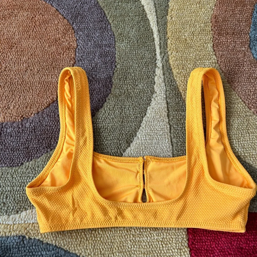 Like-New Aerie Mustard Yellow Wide Strap Scoop Button Bikini Top Swim Size Small
