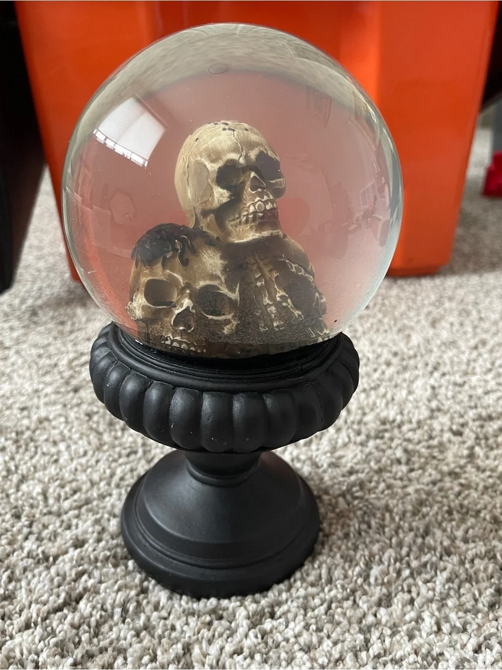 Skull Globe Decorative Accent in Black and Bone