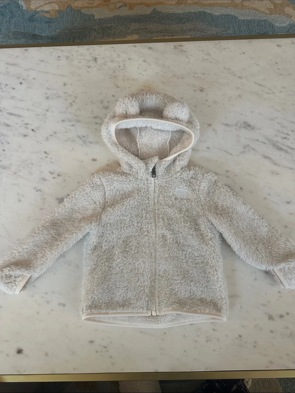 The North Face Kids Cream Sherpa Hooded Fleece Jacket