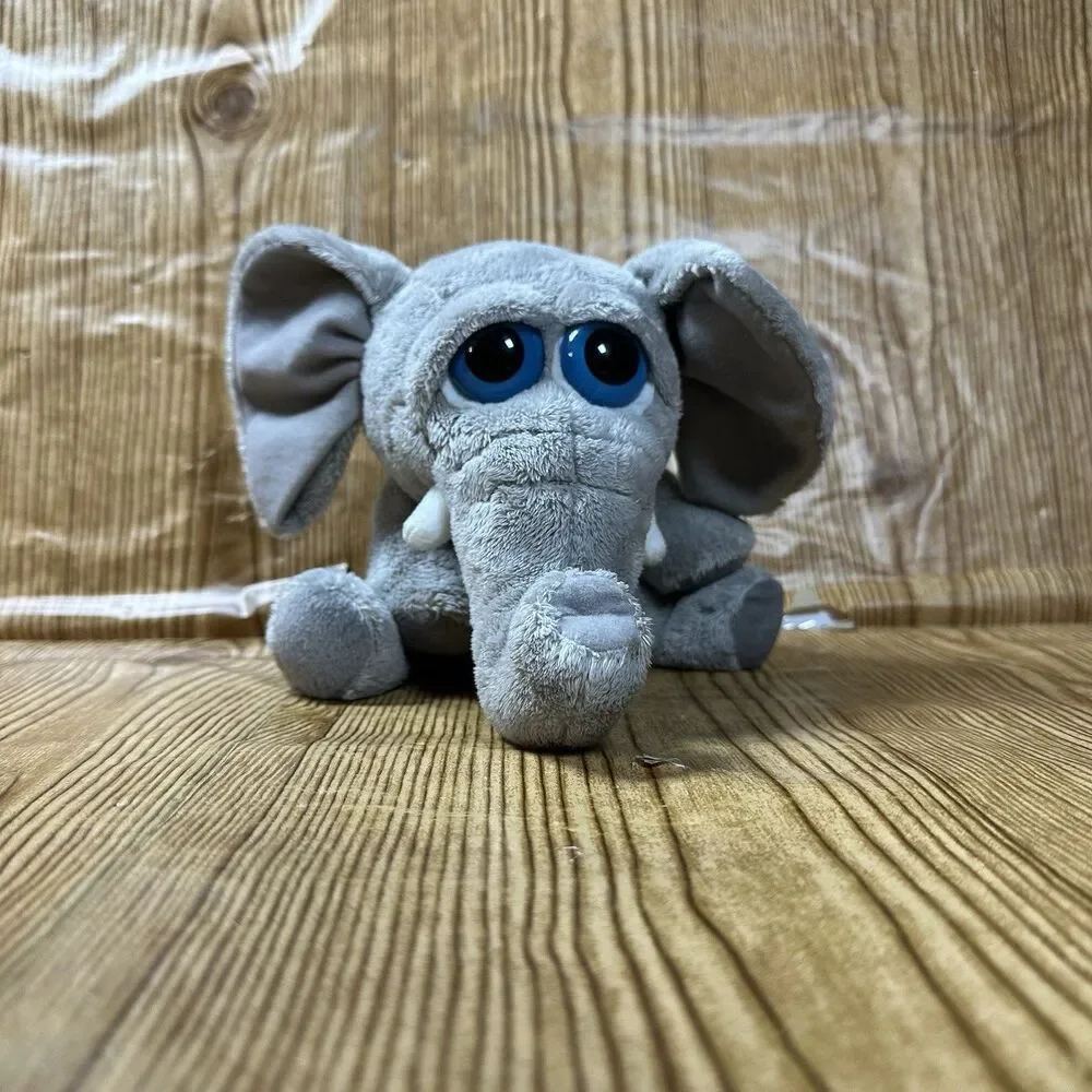Russ Little Peepers Plush Elephant Grey Russ Berrie Gazoo Big Blue Eyes 12