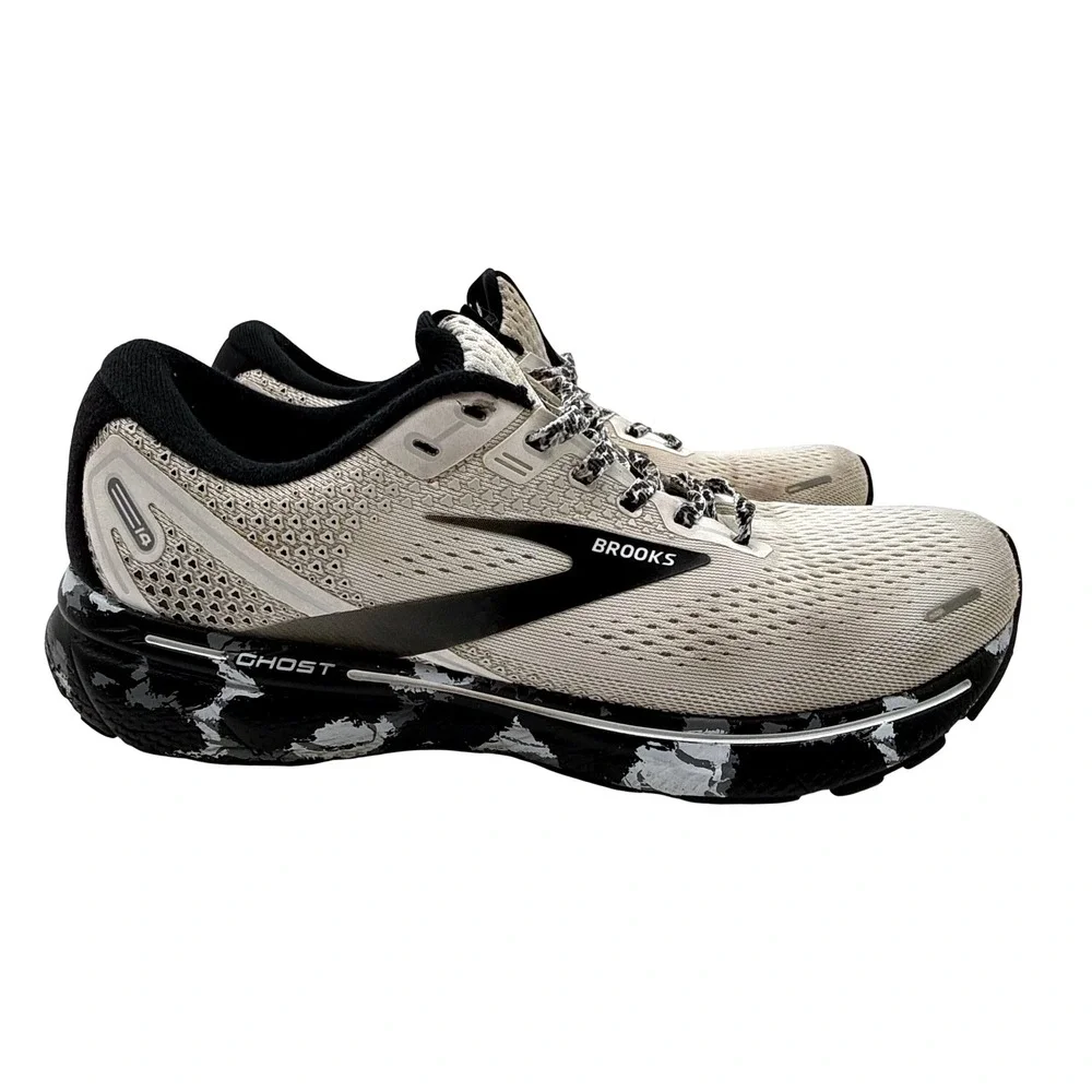 Brooks Ghost 14 Running Shoes Womens 10 Oyster Black Good Marbled Midsole