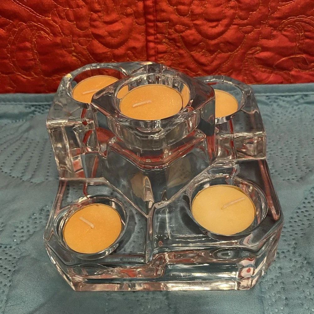 Partylite Candle Holder Vintage Glass Crystal Tiered 5‎ Votive Tealight Germany