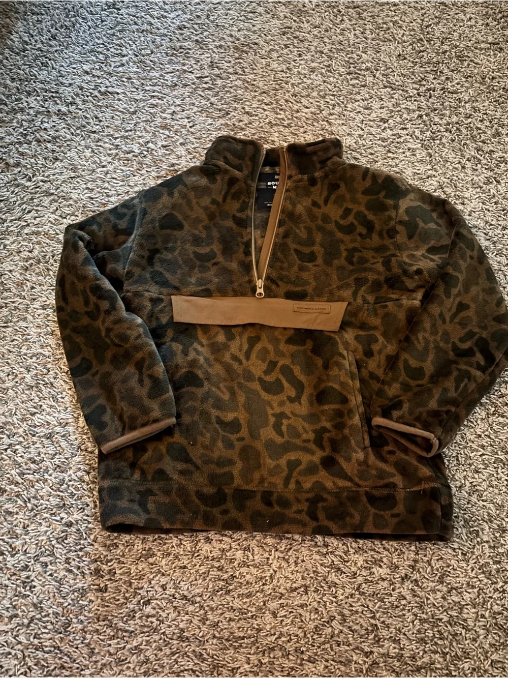 Southern Marsh Camo Fleece Quarter-Zip Pullover - Olive Brown