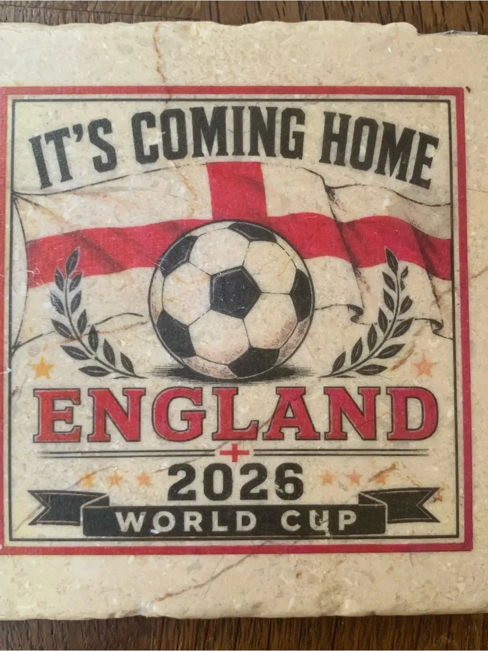 England 2026 World Cup Marble Coaster - Vintage Look but brand new.