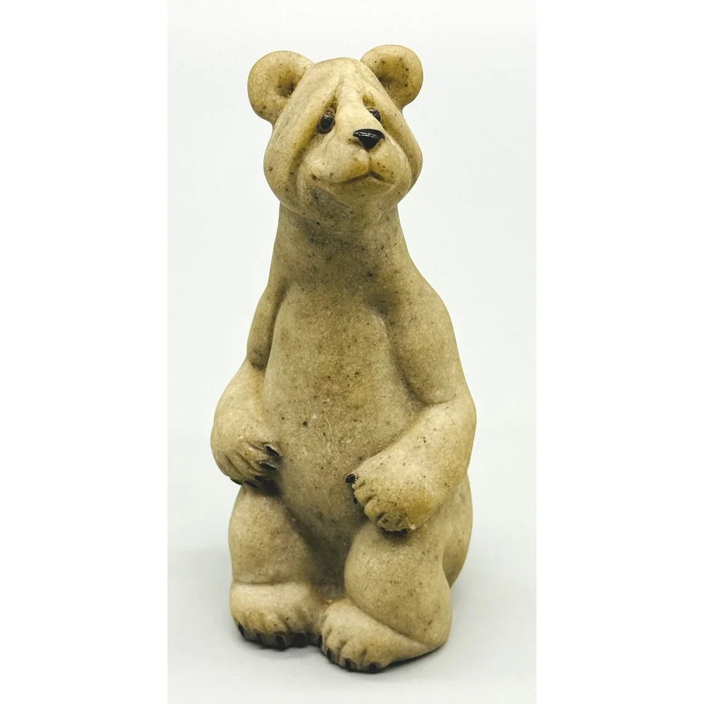 Quarry Critters Billy Bear Figurine‎ Tan Stone Resin Second Nature Design 2000