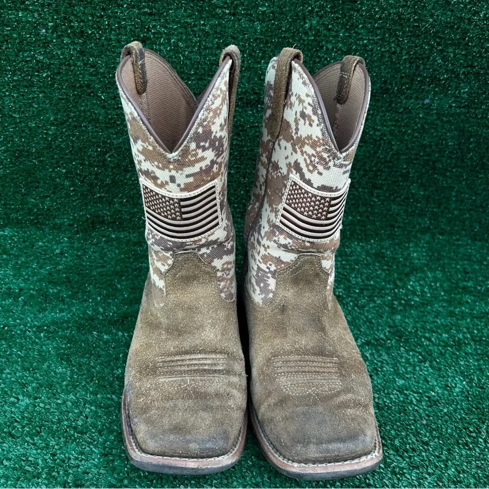 Ariat Sport Patriot 10019913 Western Boot Antique Mocha/Sand‎ Camo Youth Size 2