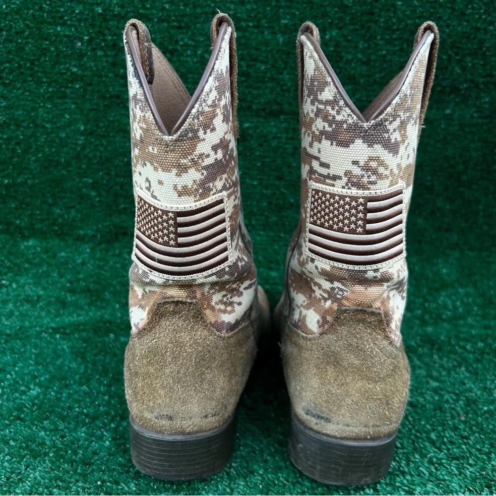 Ariat Sport Patriot 10019913 Western Boot Antique Mocha/Sand‎ Camo Youth Size 2