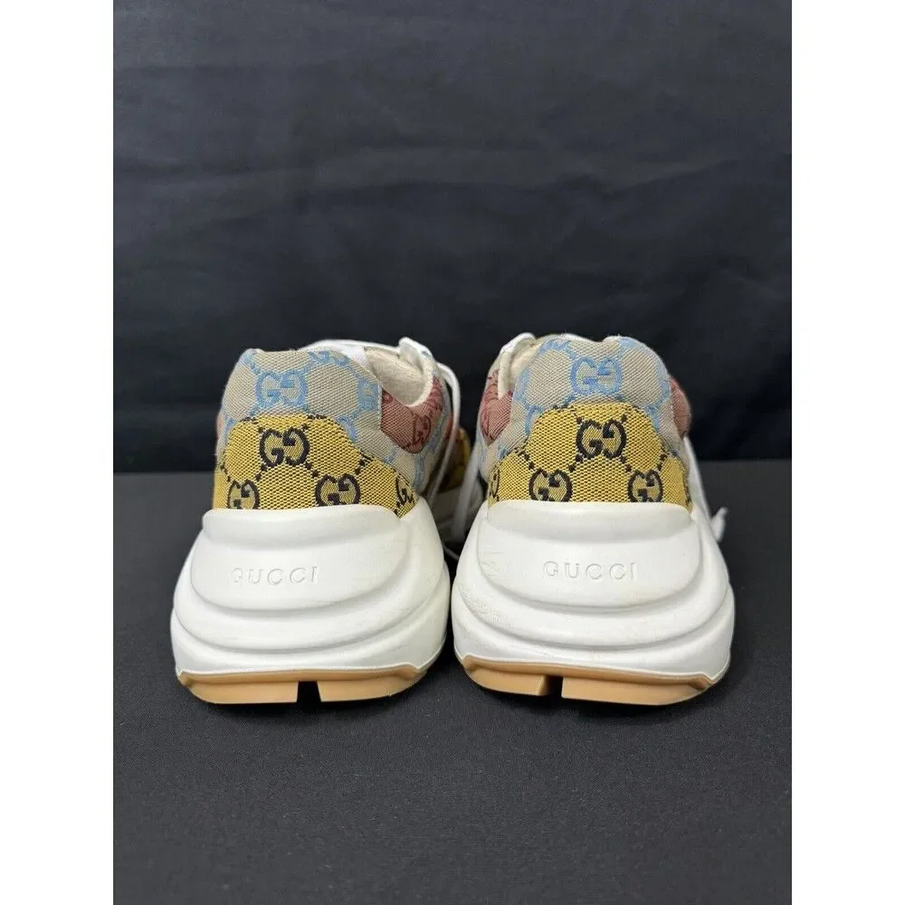Gucci Rhyton Jacquard Monogram Multicolor Beige Sneakers Authentic Mens 11.5
