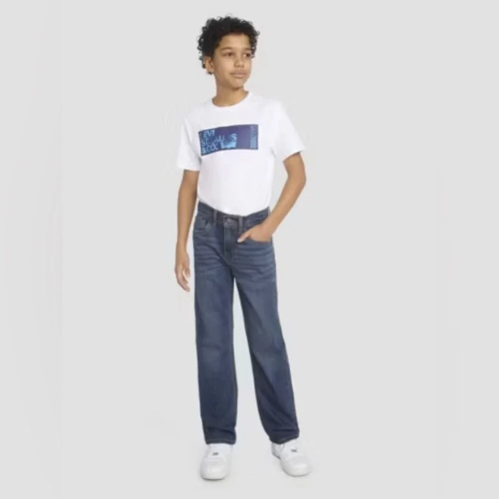 Levis 514 Straight Leg Boys Jeans Dark Wash Denim Size 12 Regular 26x26 Blue‎