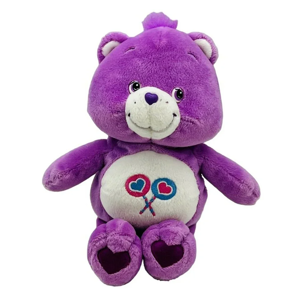Care Bears Share Bear Play Along Plush Purple Lollipops 9‎ inch Stuffed Animal
