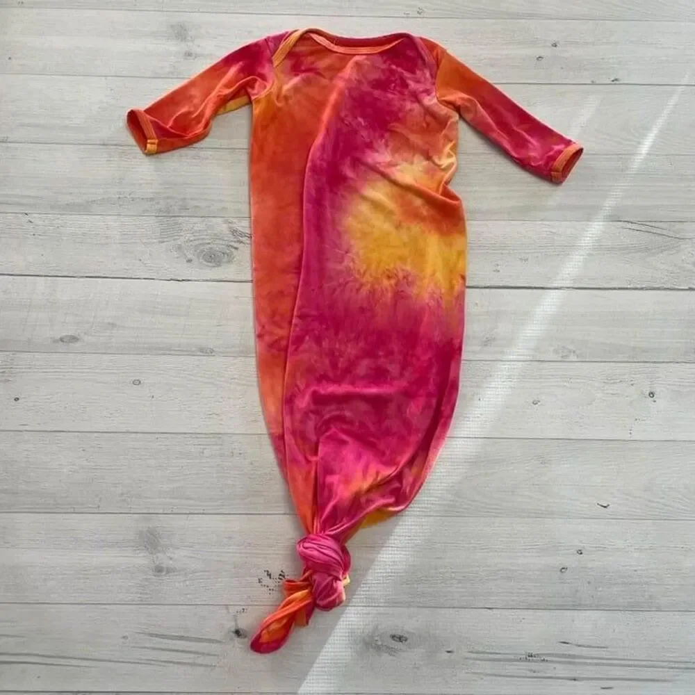 Cozys Baby‎ Knotted Gown, pink and orange, 0-3 months