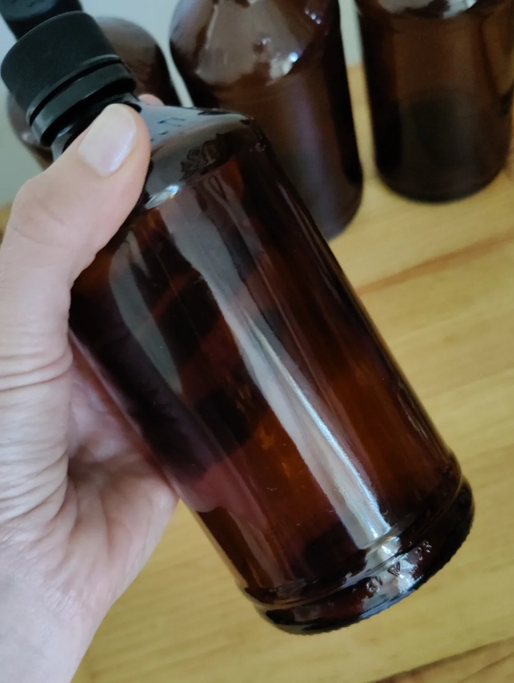 Set Of 4 Brown Glass Jars, Vases