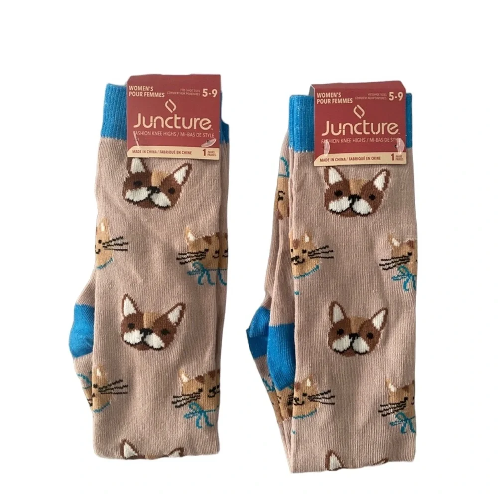 2-‎ Dog/Cat Fashion Knee High Women’s Socks