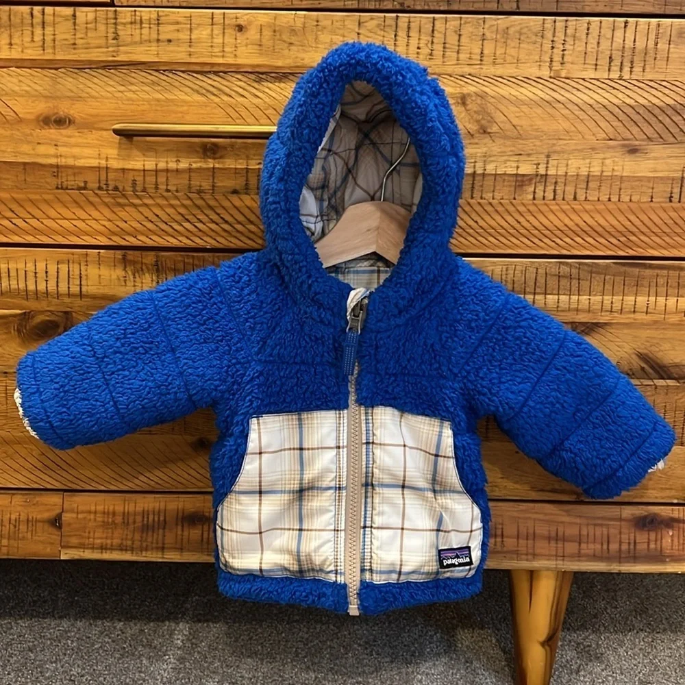 Patagonia Baby Reversible Hooded Jacket with Blue Lining