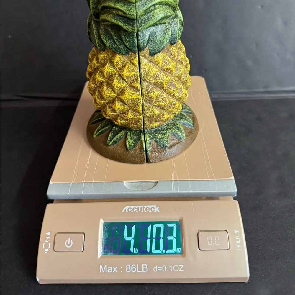 Vintage Heavy cast iron Pineapple yellow and green bookends