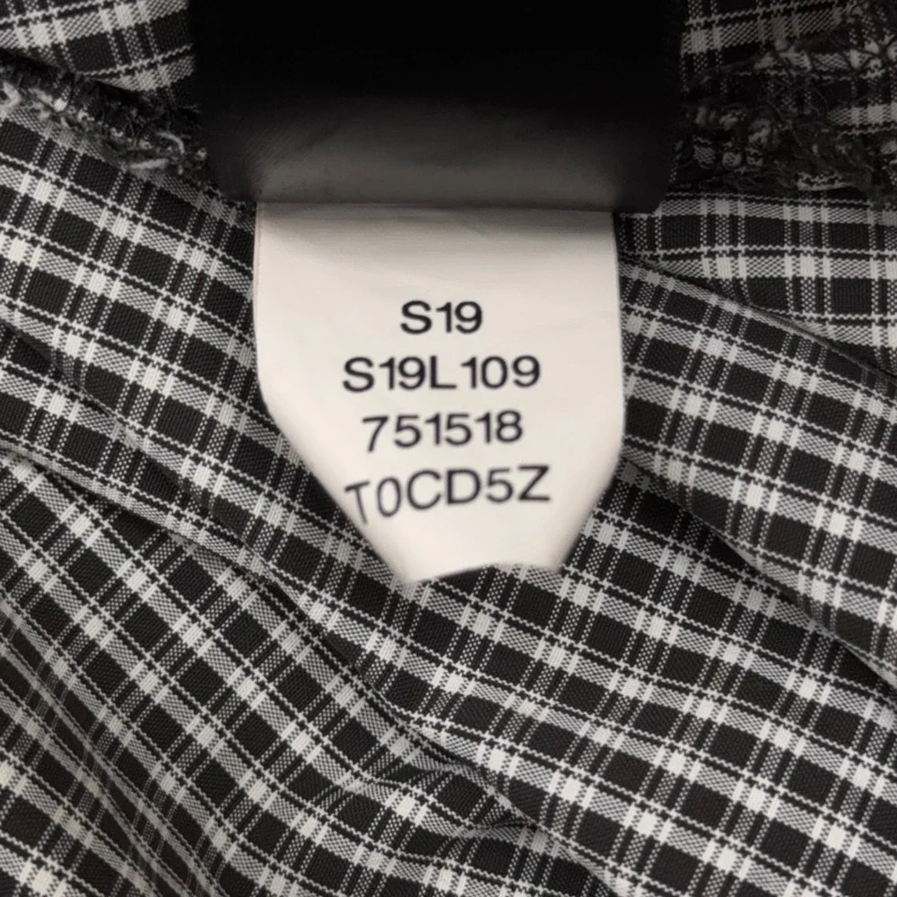 The North Face Mens Large Short Sleeve Button Down‎ Gingham Shirt Black White L