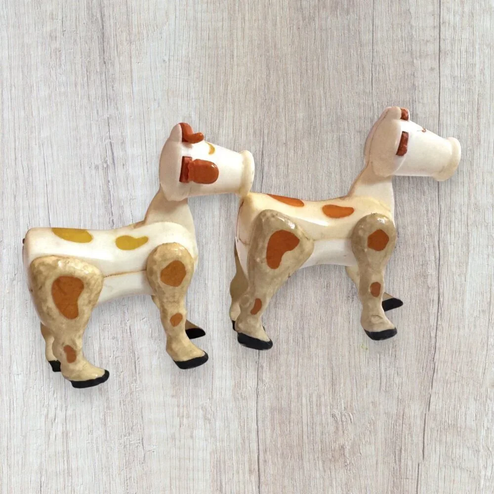 Vintage Fisher Price Wooden Farm Animals Cow Figures Chicken Farmer Lot