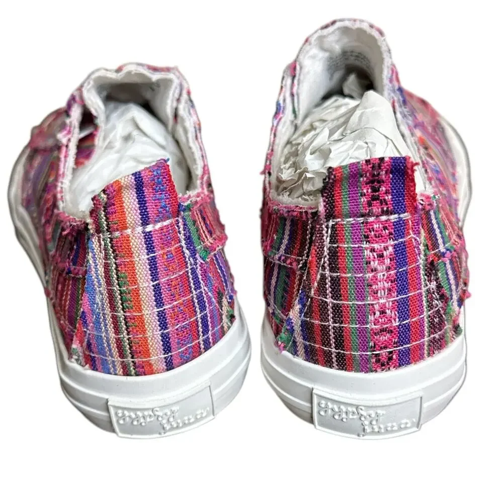 Gypsy Jazz Shoes Womens 8 Pink Striped Multicolor‎ Pull-on Pedra Sneakers NEW