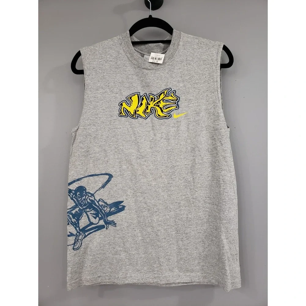Vintage Nike Shirt‎ Youth Large Y2k Basketball Graffiti Bubble Sleeveless Tank