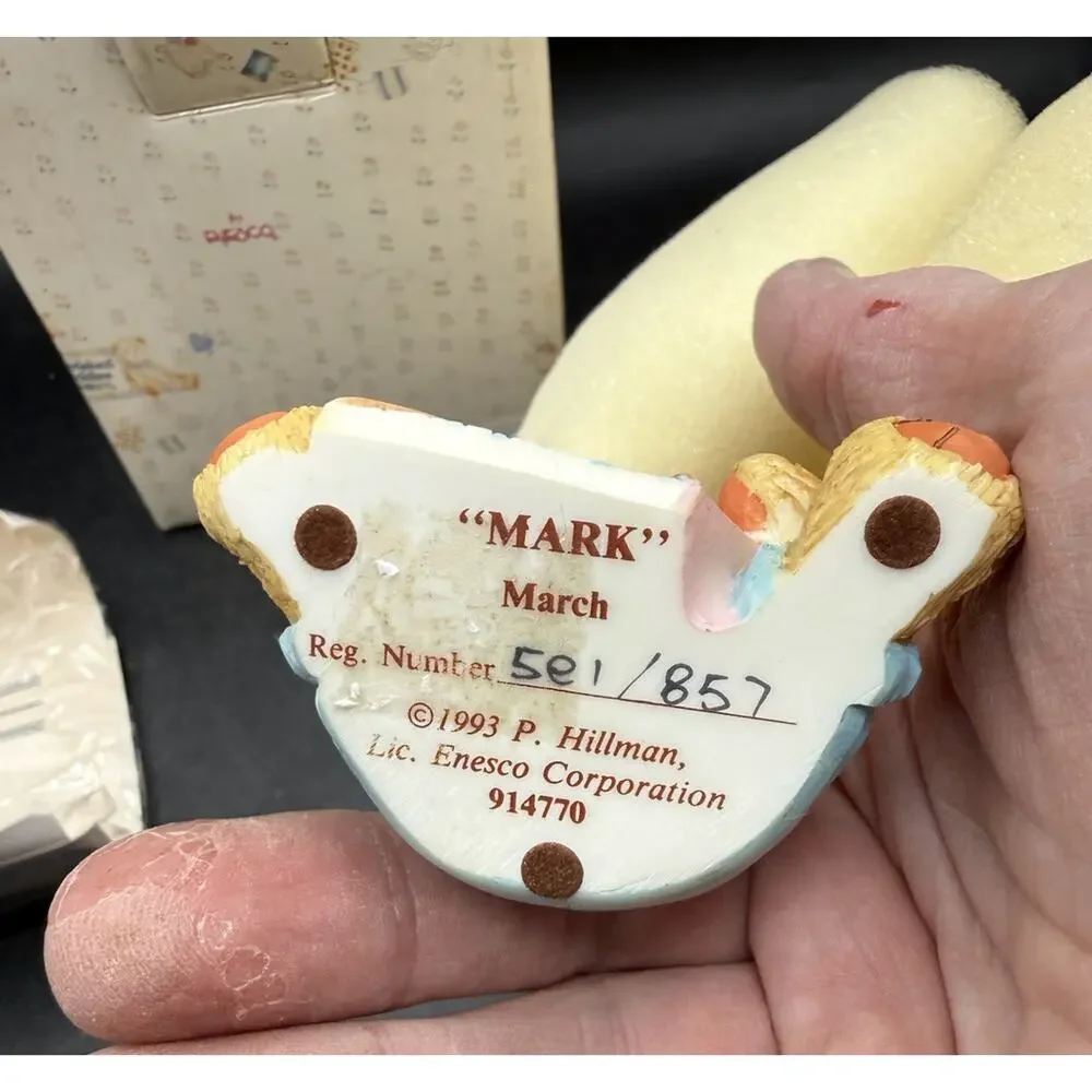 Vtg Enesco Cherished Teddies March Birthday Bear Friendship Is In The Air MIB 2