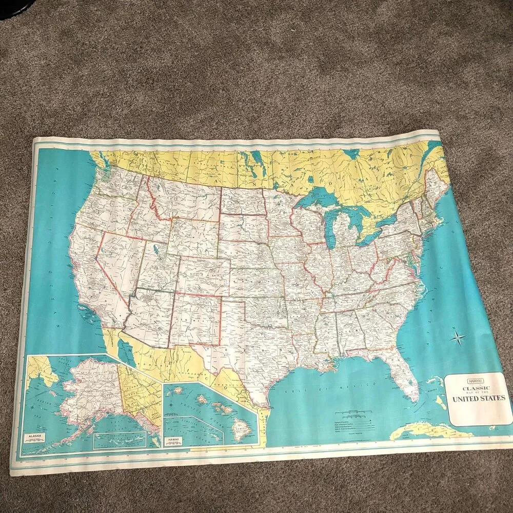 Vintage Hammond Classic United States USA Wall Map Classroom/School/Office