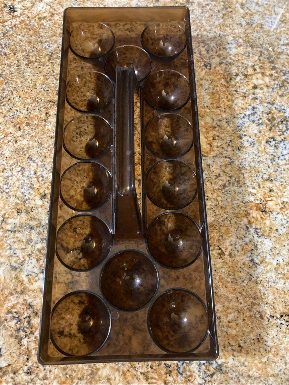 Vintage Smoked Brown Plastic Egg Tray Organizer