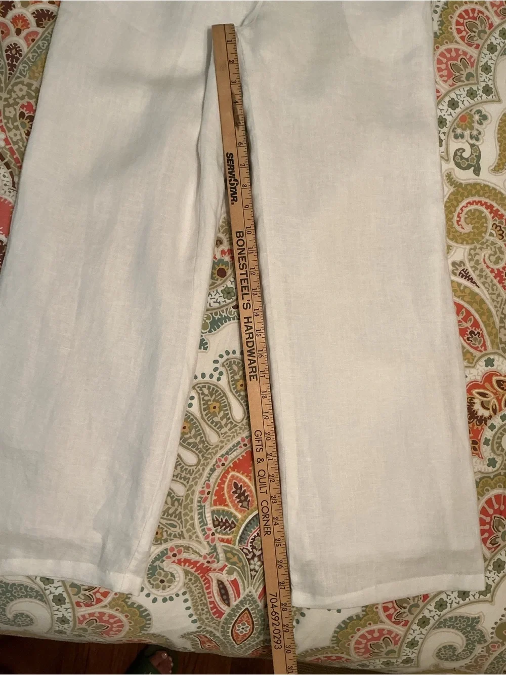 Quince White 100% European Linen Pleated Wide-Leg Trousers Fully Lined, Size 6