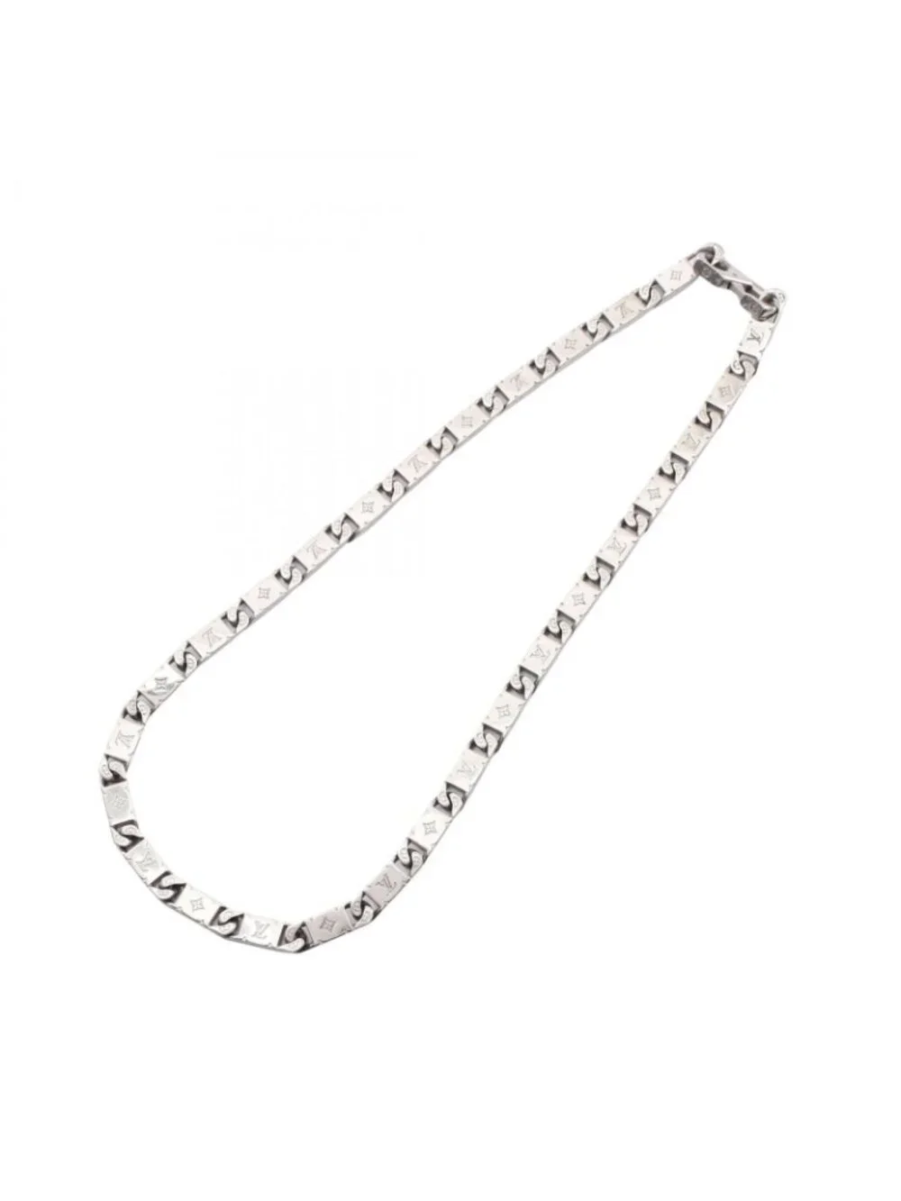 Louis Vuitton Necklace Monogram Tied Up Silver Stainless Steel