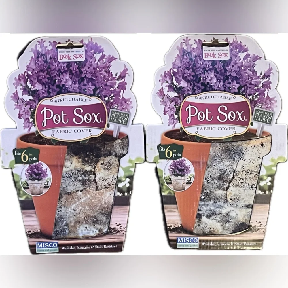 2 pack- Pot Sox Fabric Covers for Pots. Washable Reusable- Indoor/Outdoor. NWT