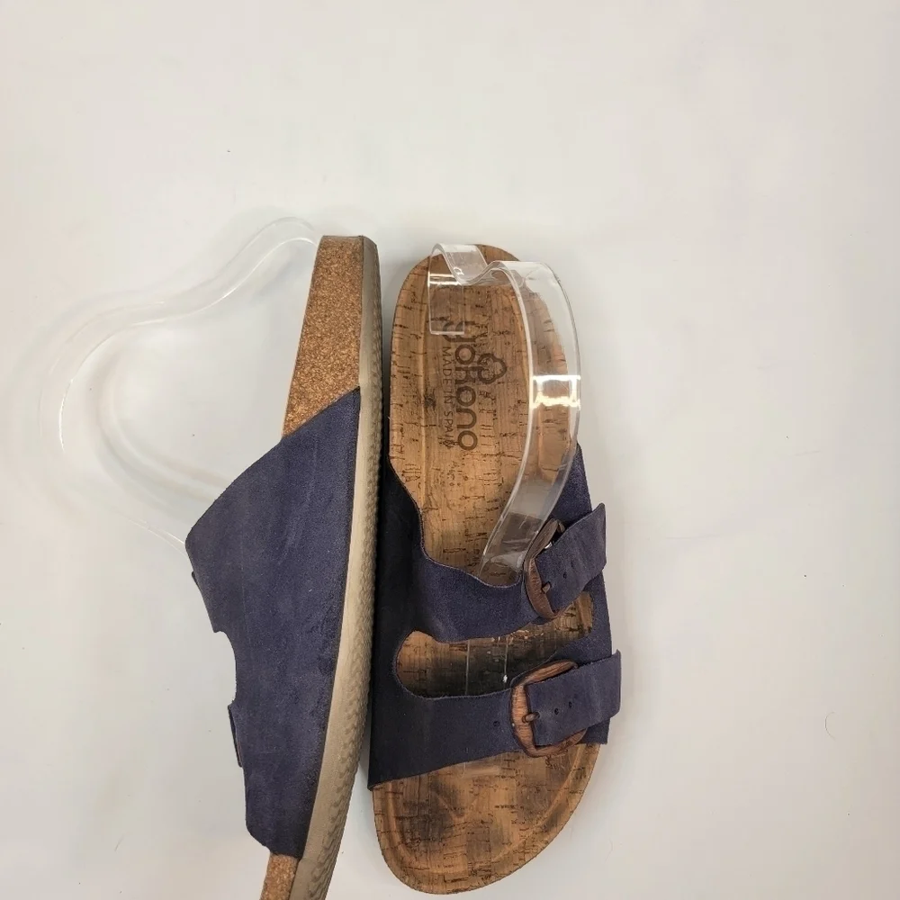 Yokono Leather suede Sandals Sz 9.5 Double Buckled Blue Women's