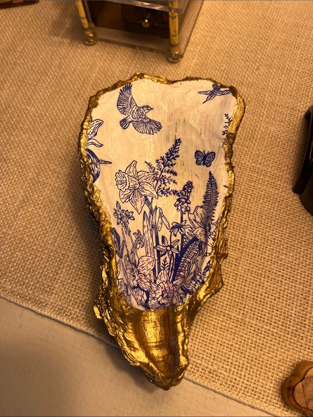 Gold decoupage oyster shell