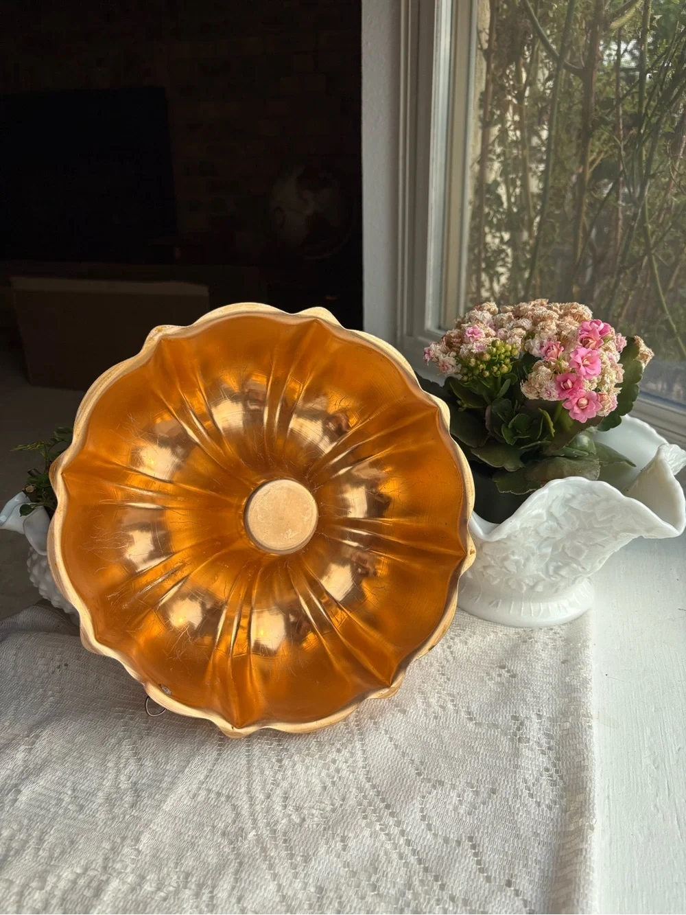Decorative Copper Bundt Pan Vase Accent