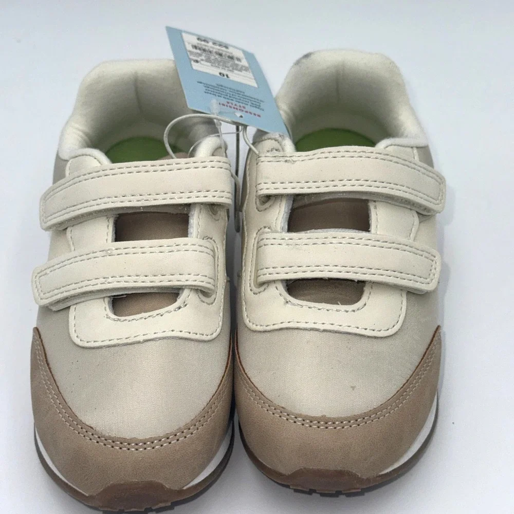 Cat & Jack Charlie Retro Sneakers NWT Toddler 10 Tan Color block Hook Loop