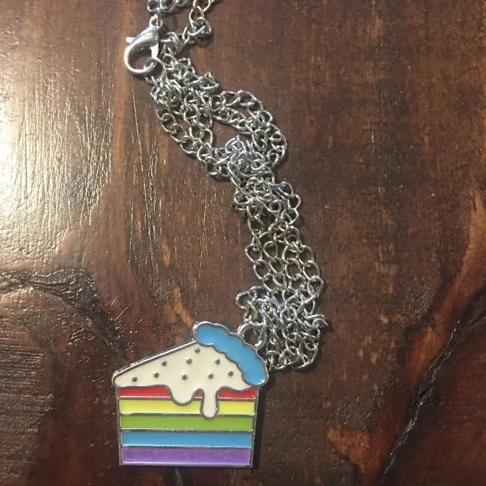 Girls birthday cake necklace